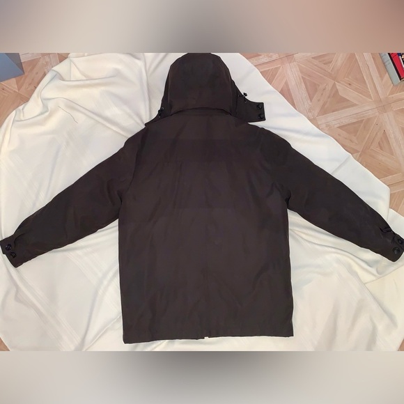 🩸PRICE DROP Men's LONDON FOG Dark Brown Two-Layer Jacket with Hood size Large - Picture 4 of 8